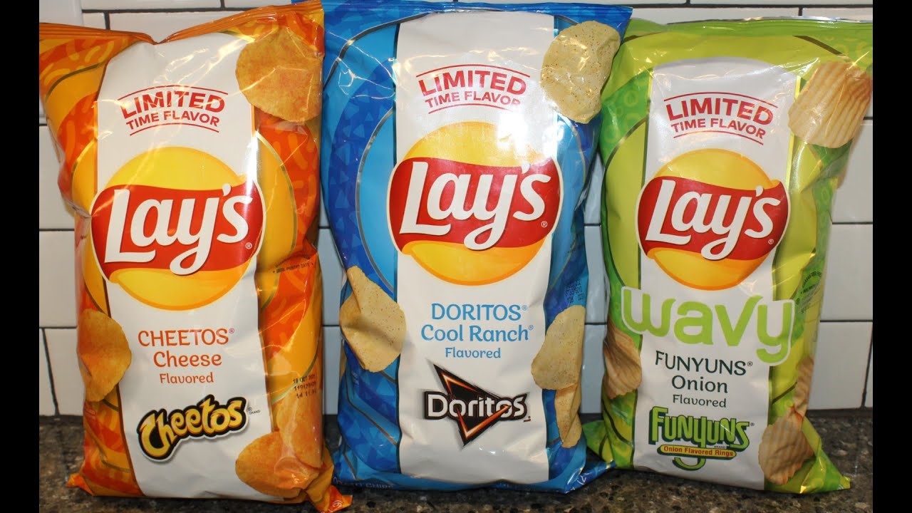 Lay’s Potato Chips: Cheetos Cheese, Doritos Cool Ranch & Wavy Funyuns Onion Review