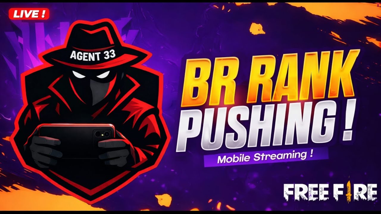 🔴[Live] BR Rank Push🗿😁 - Free Fire Live !! Agent33 Live