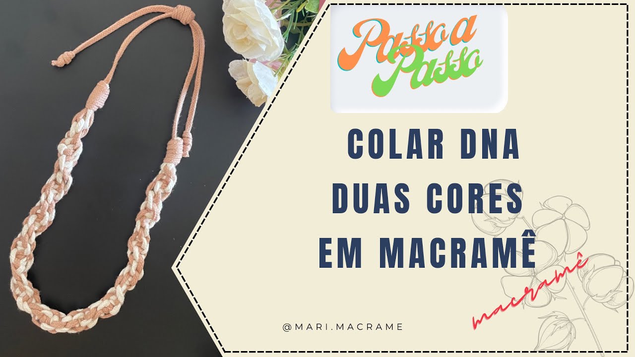 Cordão de macramê - DNA duas cores - Espiral.