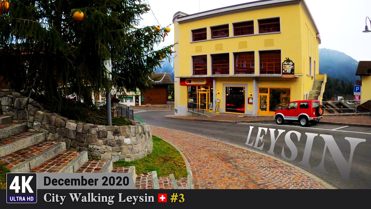 LEYSIN 4K Switzerland 🇨🇭 #3 City Virtual Walking Tour in Cosy Winter Season - Street View under Snow