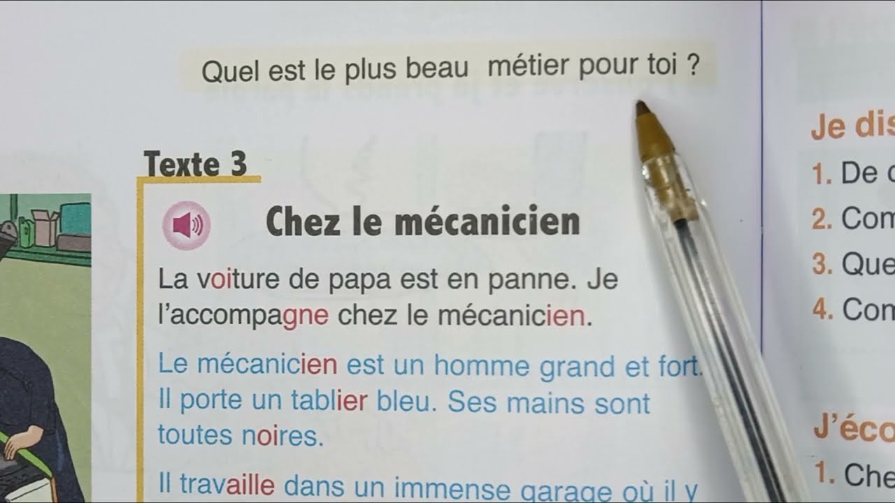 تعلم اللغة الفرنسية بسهولة : chez le mécanicien, l'oasis des mots 3ème année page 118
