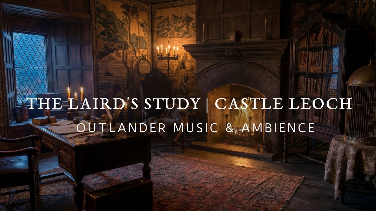 Outlander Ambience & Fireplace ASMR | The Laird's Study at Castle Leoch