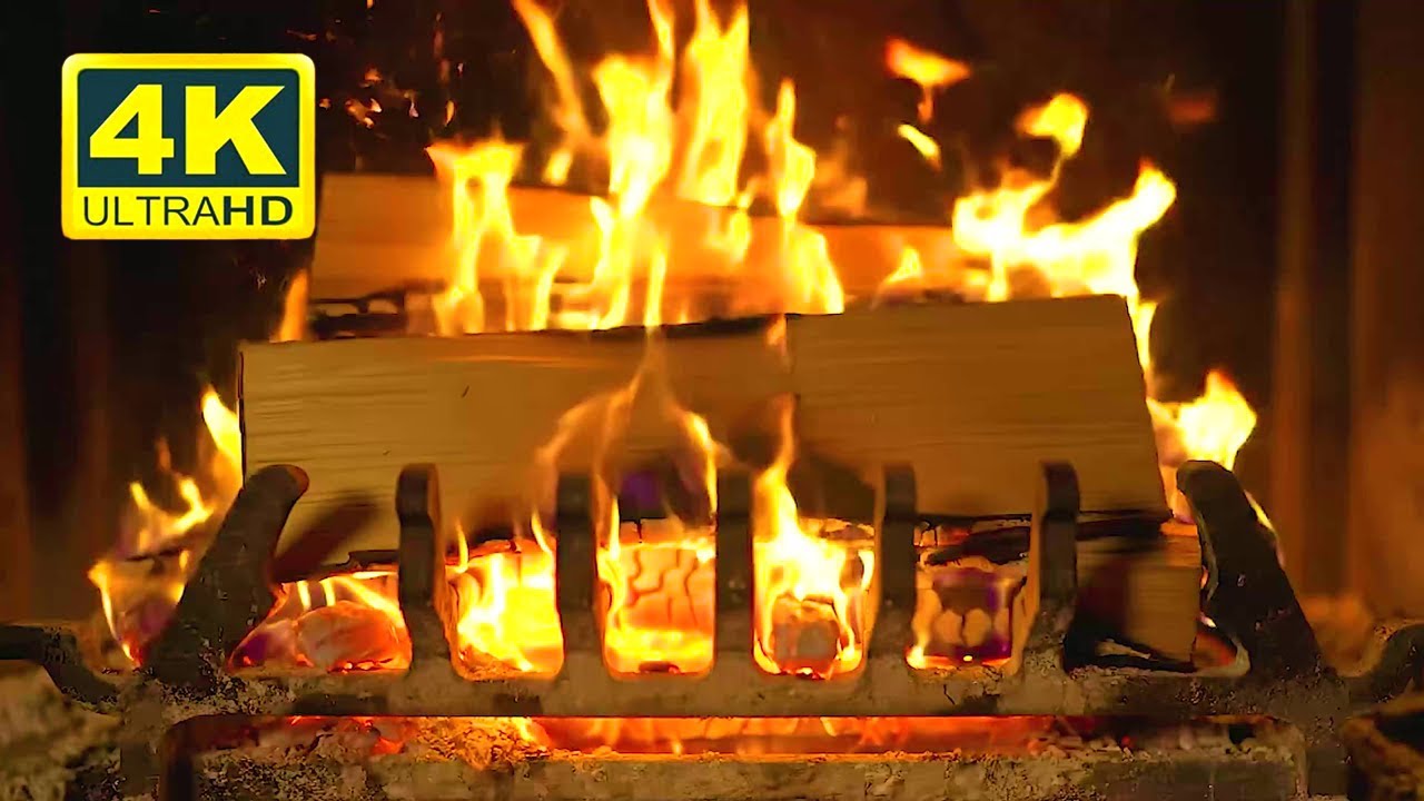 Cozy Fireplace 4K (12 HOURS). Fireplace with Crackling Fire Sounds. Fireplace Ambience