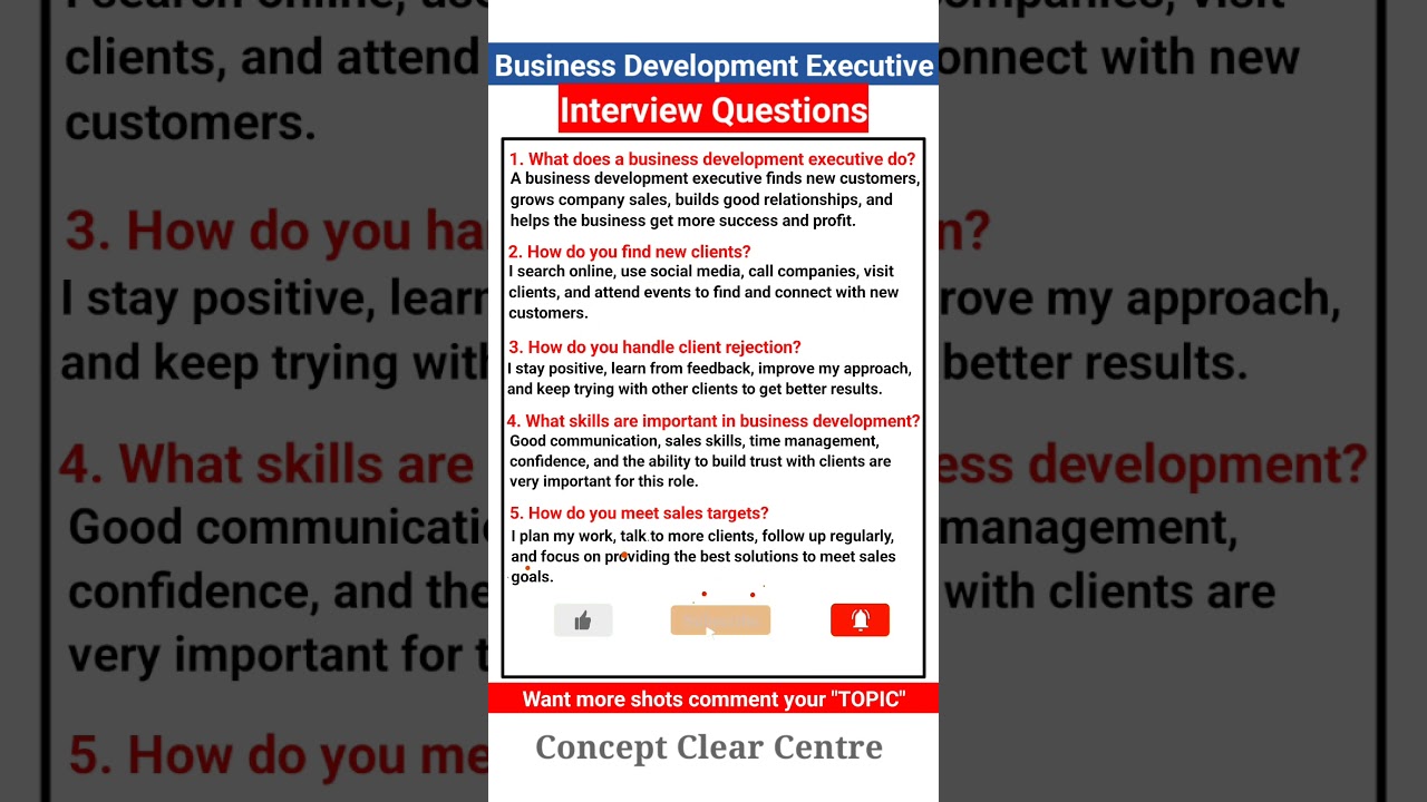 Top 5 Business Development Executive Job Interview Questions and Answers to ace your Dream Job