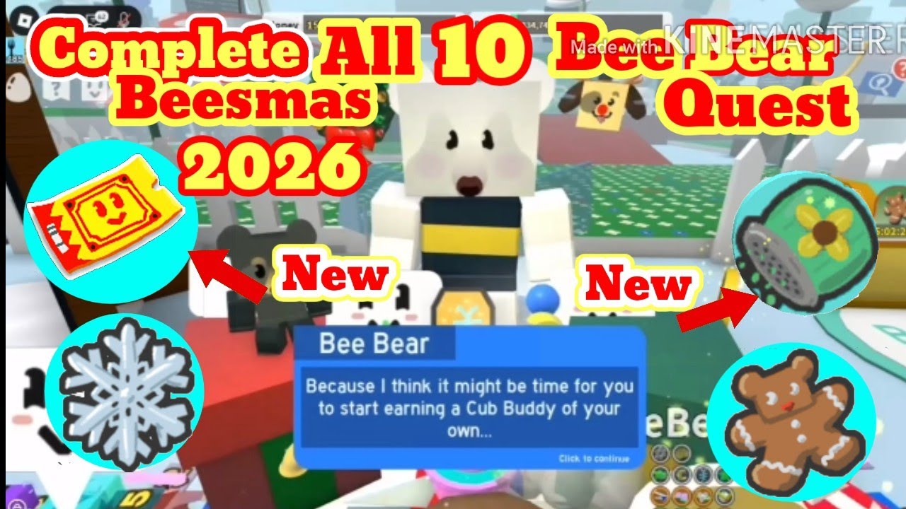 Выполнение всех 10 заданий Bee Bear Beesmas и получение билета в Bee Swarm Simulator Beesmas
