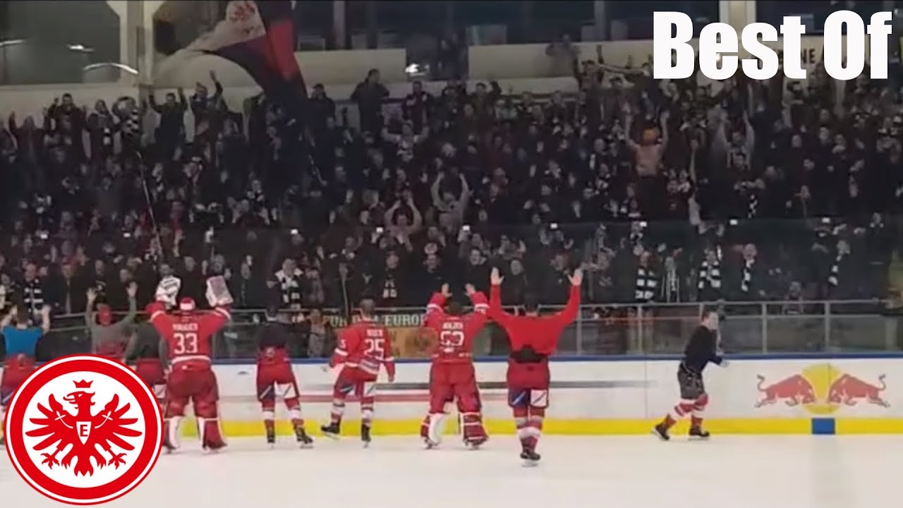 Eintracht Frankfurt supporters go crazy at an ice-hockey game after their match got postponed