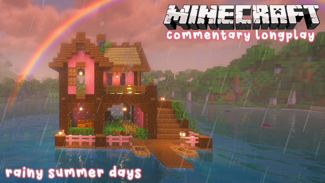 Relax while I Build in Minecraft 🌈🌦️ Cozy Lake House Longplay