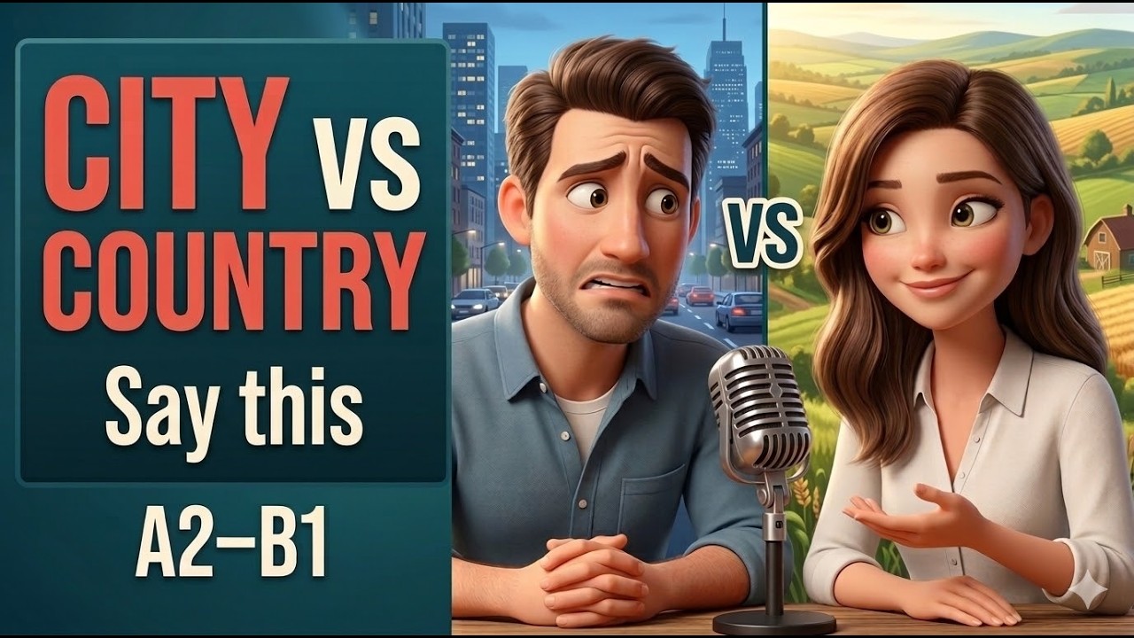 Talking About City Life vs Country Life in English | Easy Opinion Phrases (A2–B1)
