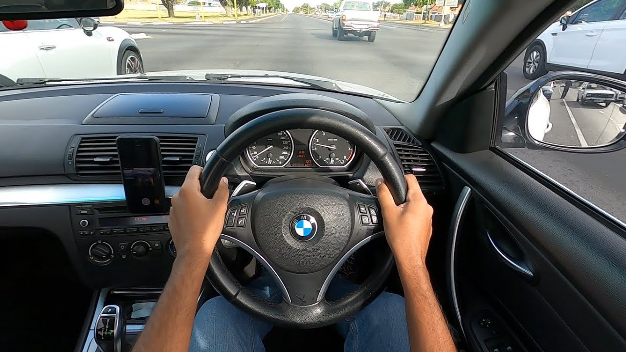 POV BMW 135i catless downpipe INSANELY LOUD POPS & BANGS! AGGRESSIVE DOWNSHIFTS-MUST HEAR!