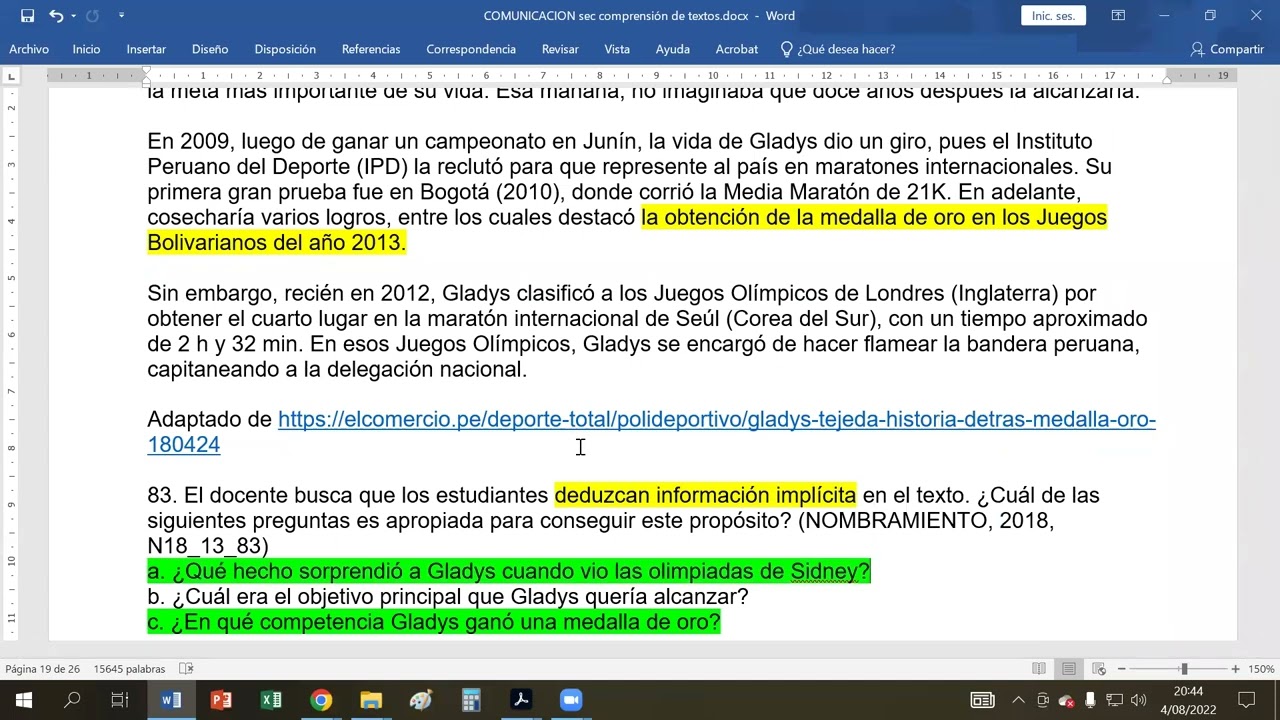 Reflexión del contenido y la forma en el área de Comunicación