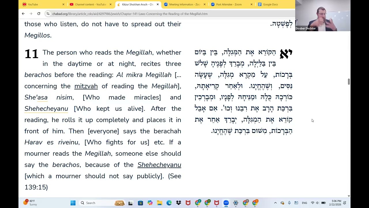 Laws of Purim Class 5 Kitzur siman 141