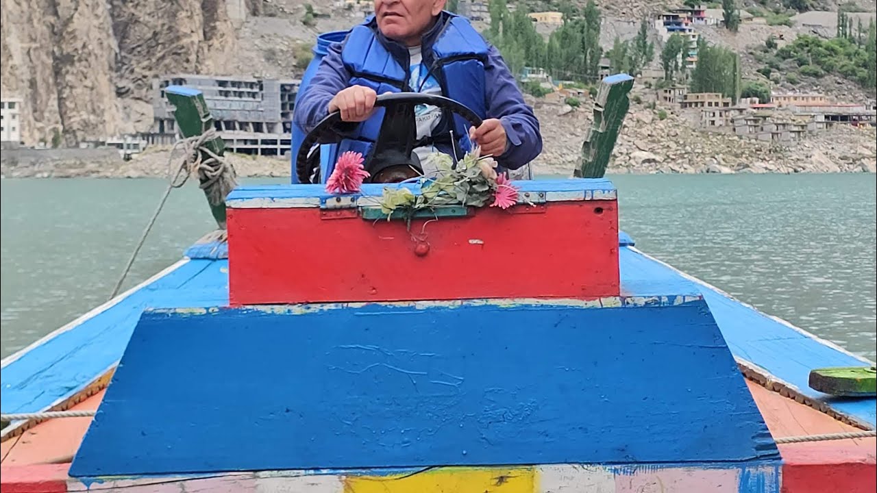 Sailing boat through Attabad Lake Hunza