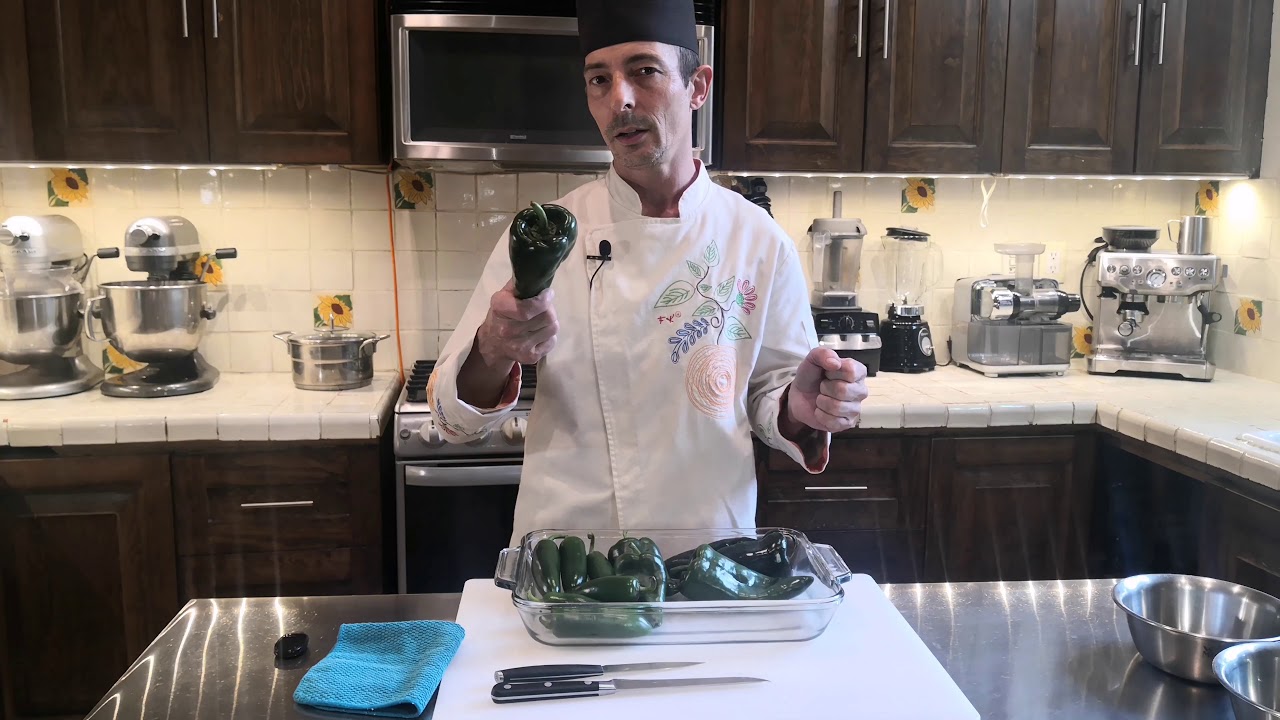 Culinary Technique & Tips for how to roast & peel a Mexican Poblano Pepper Chef David Jahnke