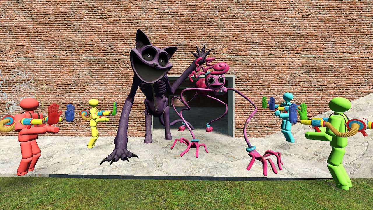 VERY SCARY! CatNap & Mommy Long Legs Chase 100 Players and ME in Construct in Garry's Mod Gmod