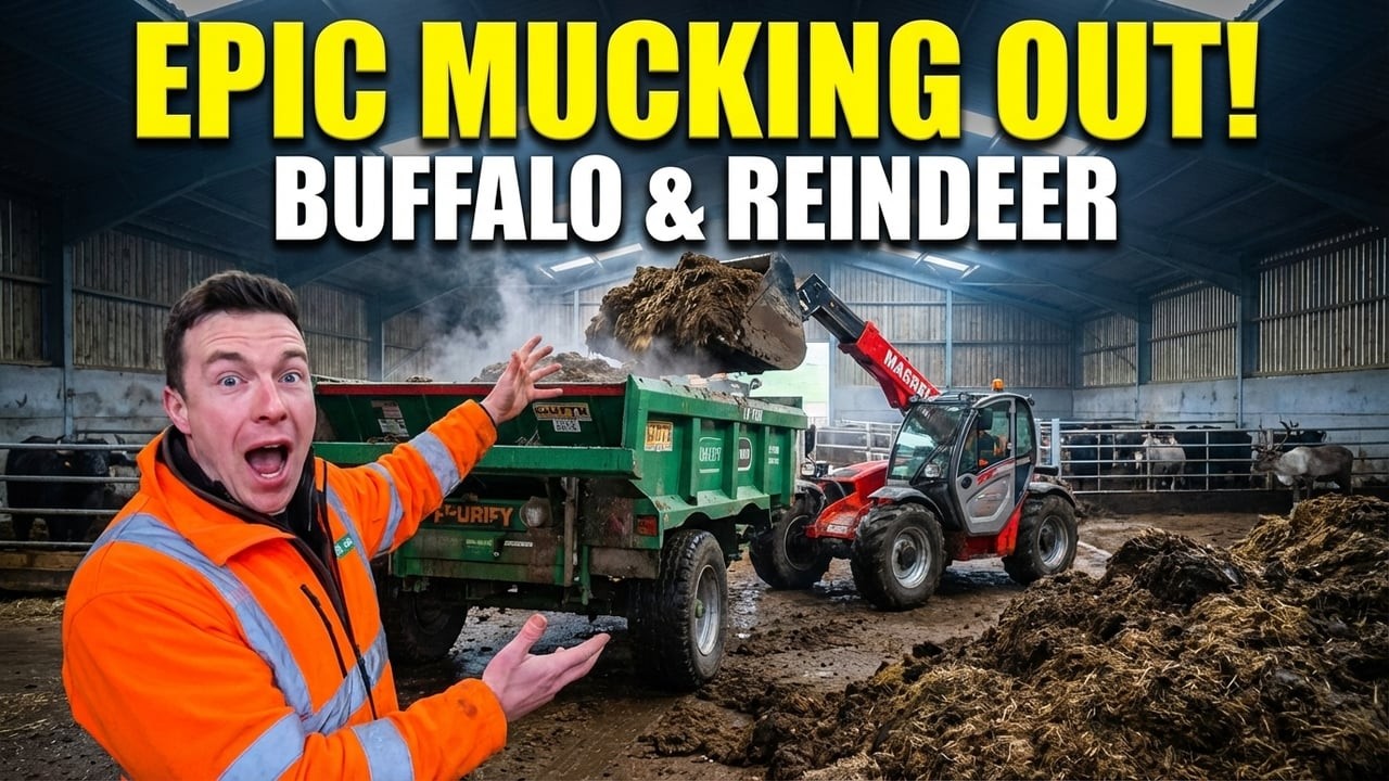 Epic Mucking Out Buffalo & Reindeer !!  Sustainable Farming in Action