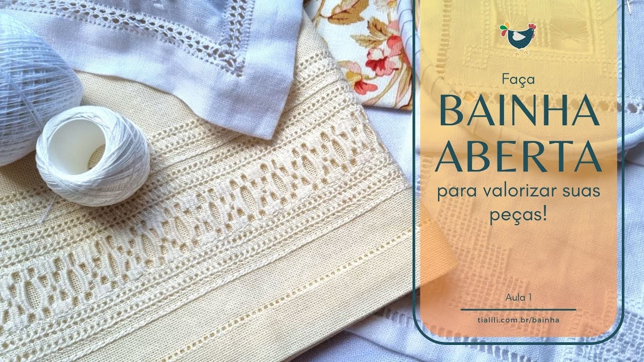 Como fazer BAINHA ABERTA em pano de prato passo a passo para iniciantes - #bordado desfiado fácil
