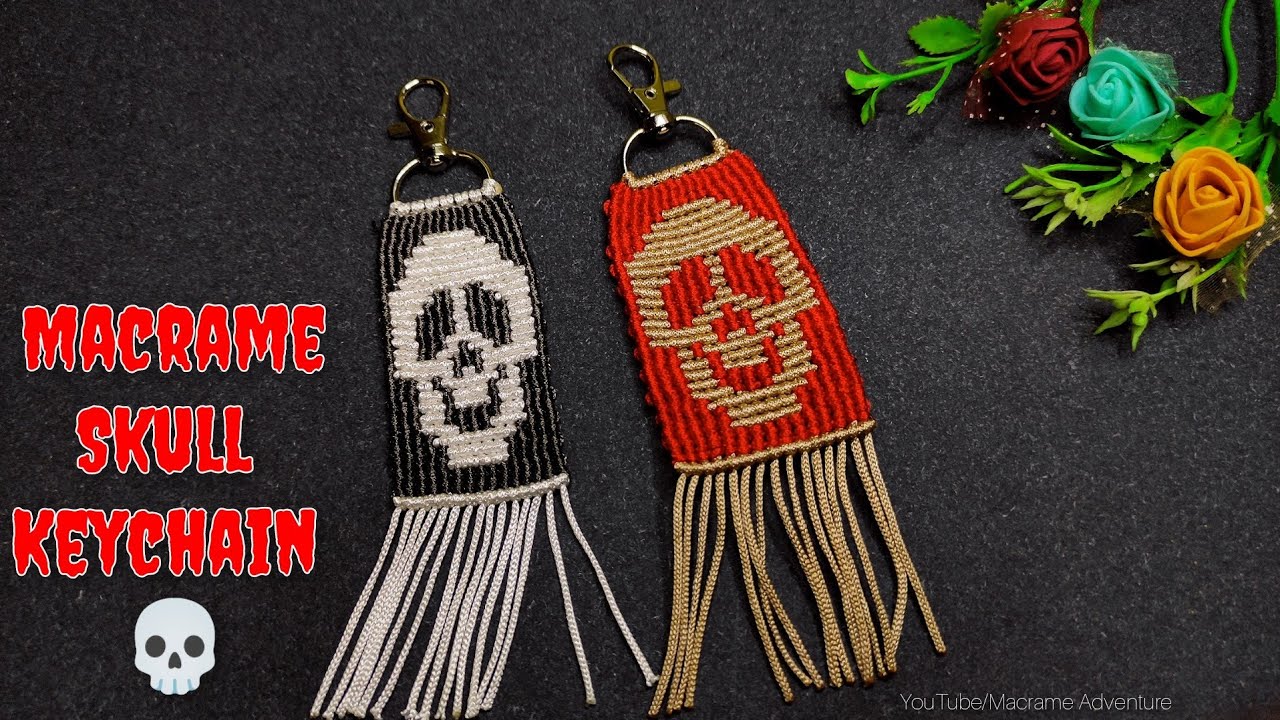 DIY Handmade Macrame keychain| Halloween skull 💀