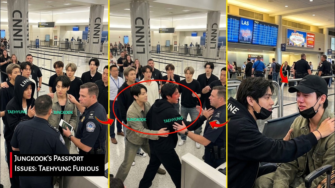 ‼️BTS Jungkook detained at Las Vegas airport⁉️ Taehyung refuses to leave and is very worried😱