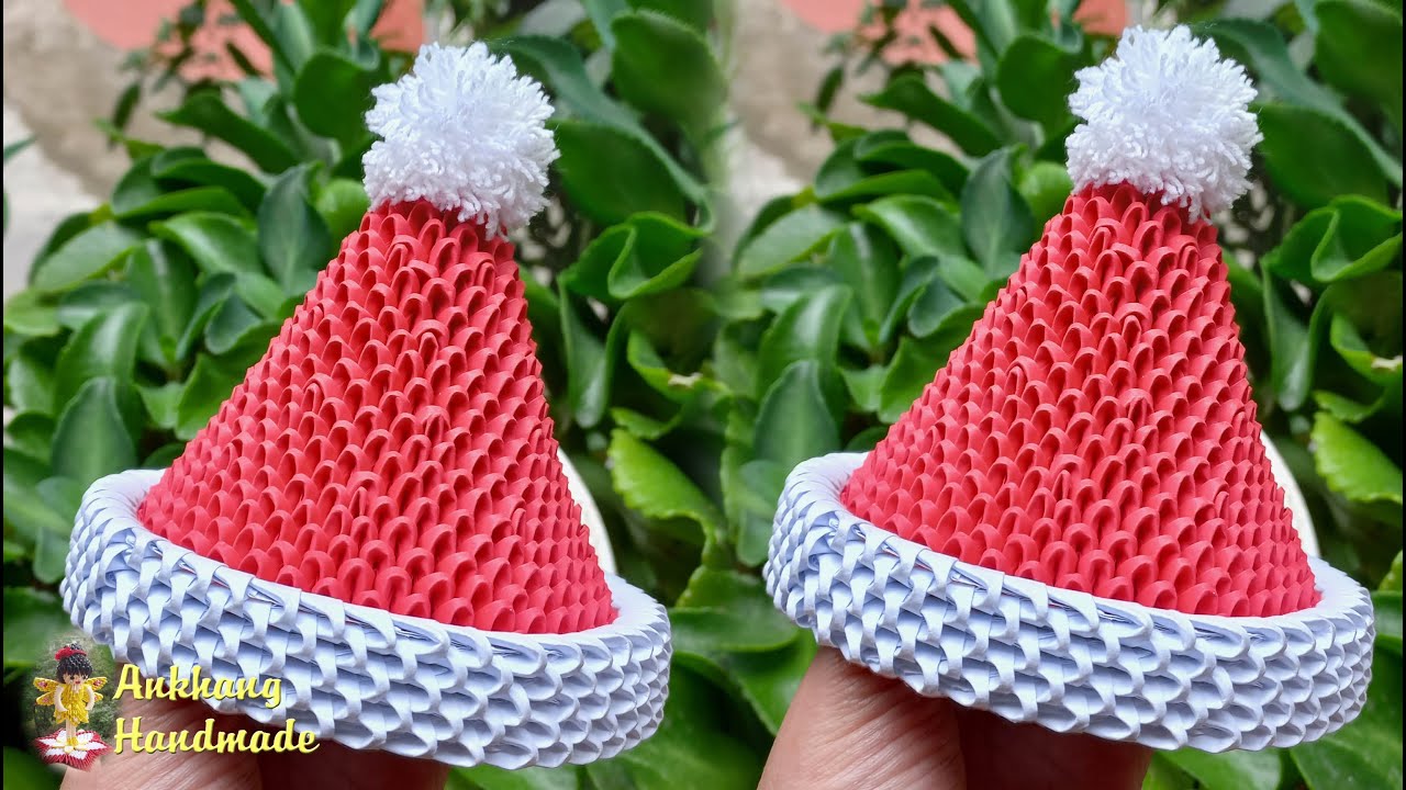 3d origami Christmas hat tutorial | DIY paper Christmas hat , Christmas decoration