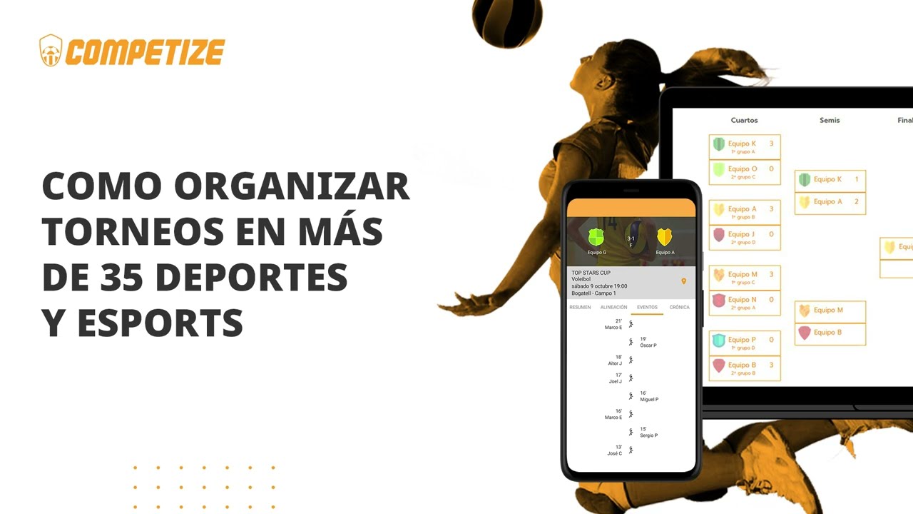 Como organizar torneos en 35 deportes y eSports - tutorial de COMPETIZE para fútbol, FIFA, pádel