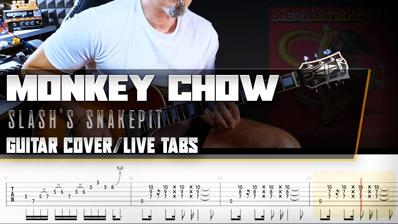 Monkey Chow | Slash's Snakepit | guitar cover with solo + live tabs