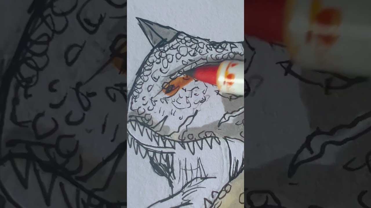 Drawing the Demon Carnotaurus from Jurassic World Evolution