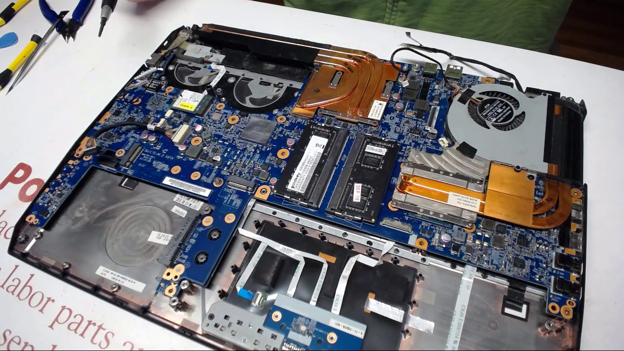 Sager Clevo Co P650RP laptop disassembly charge port repair how to fix power jack guide