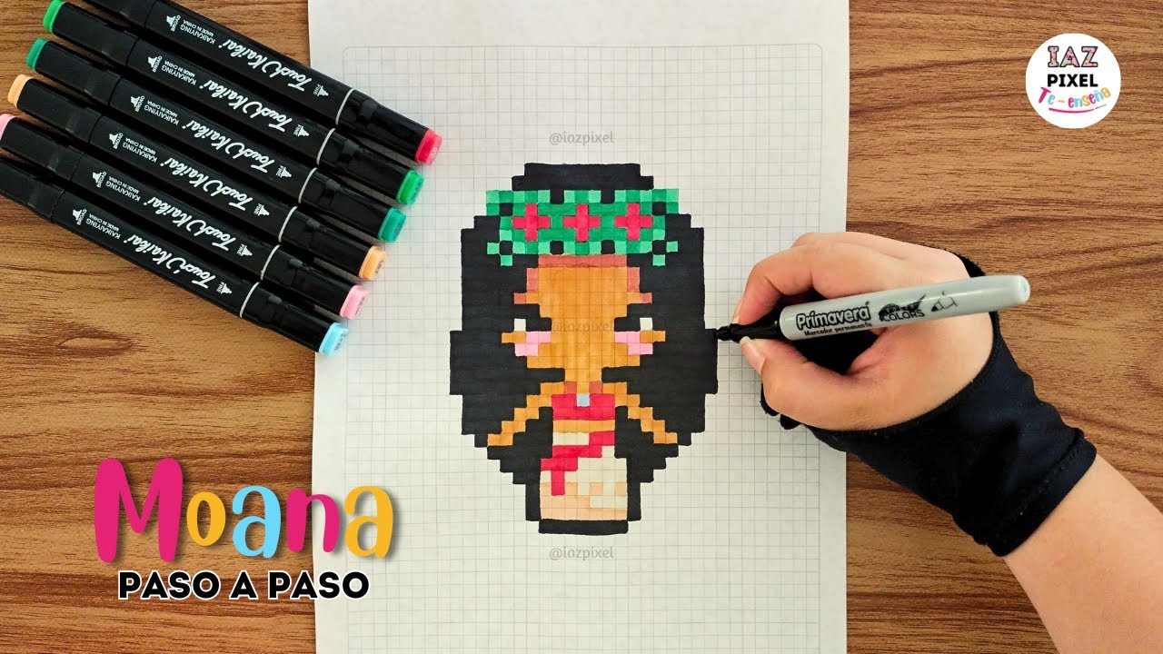 Como dibujar a MOANA en PIXEL ART – Tutorial paso a paso #princesa #moana #moana2