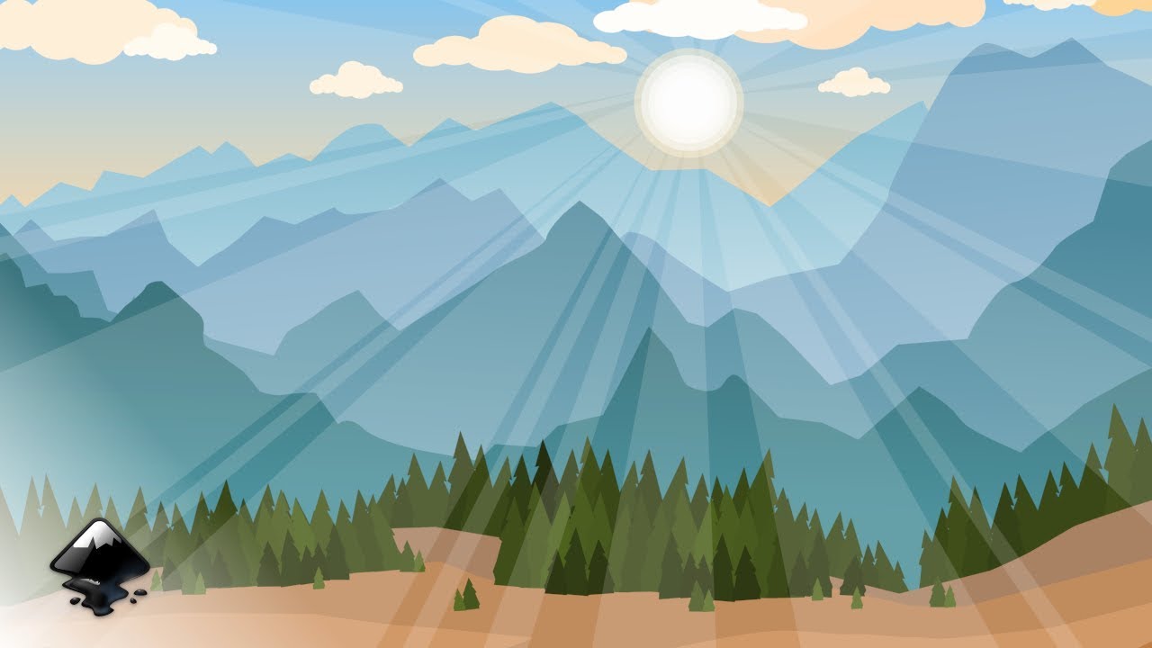 Landscape with mountains in Inkscape