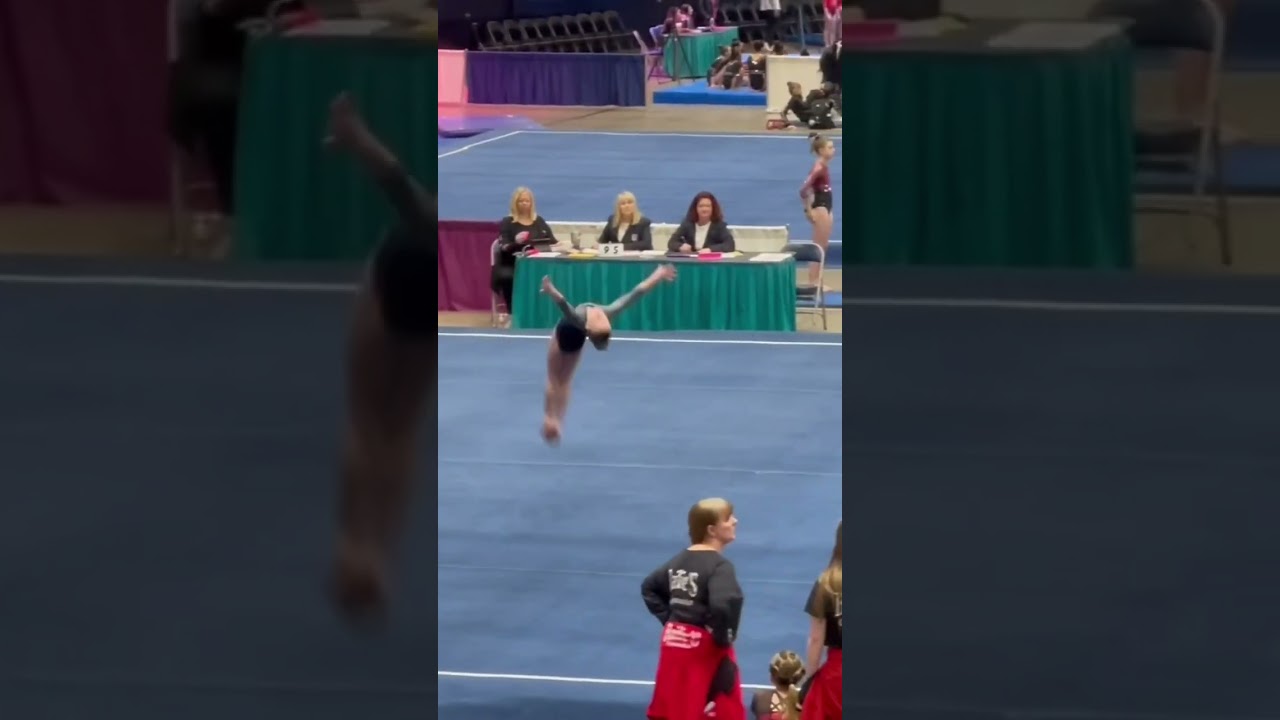 When the floor is too bouncy. Xcel gold floor #gymnast #usagymnastics #floorexercise #shorts #xcel