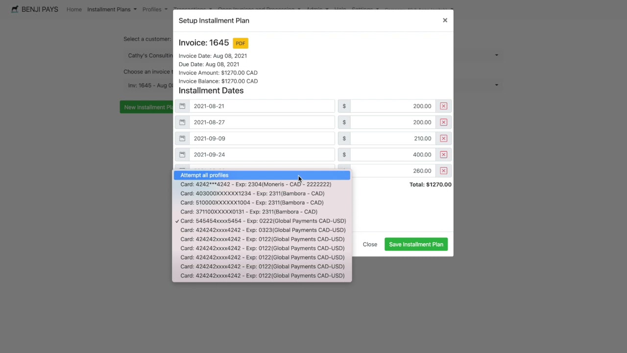 Installment Plans for QuickBooks and Xero Invoices in Benji Pays