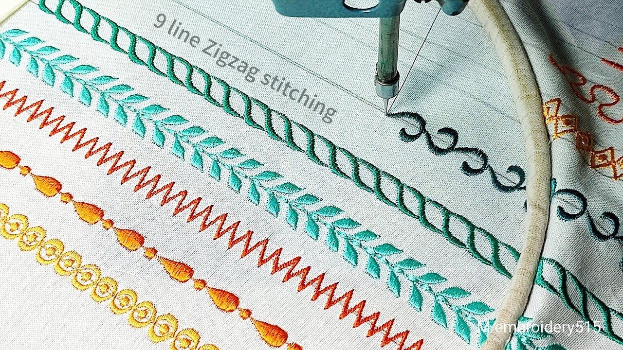 9 line Embroidery design Machine embroidery Industrial zigzag machine