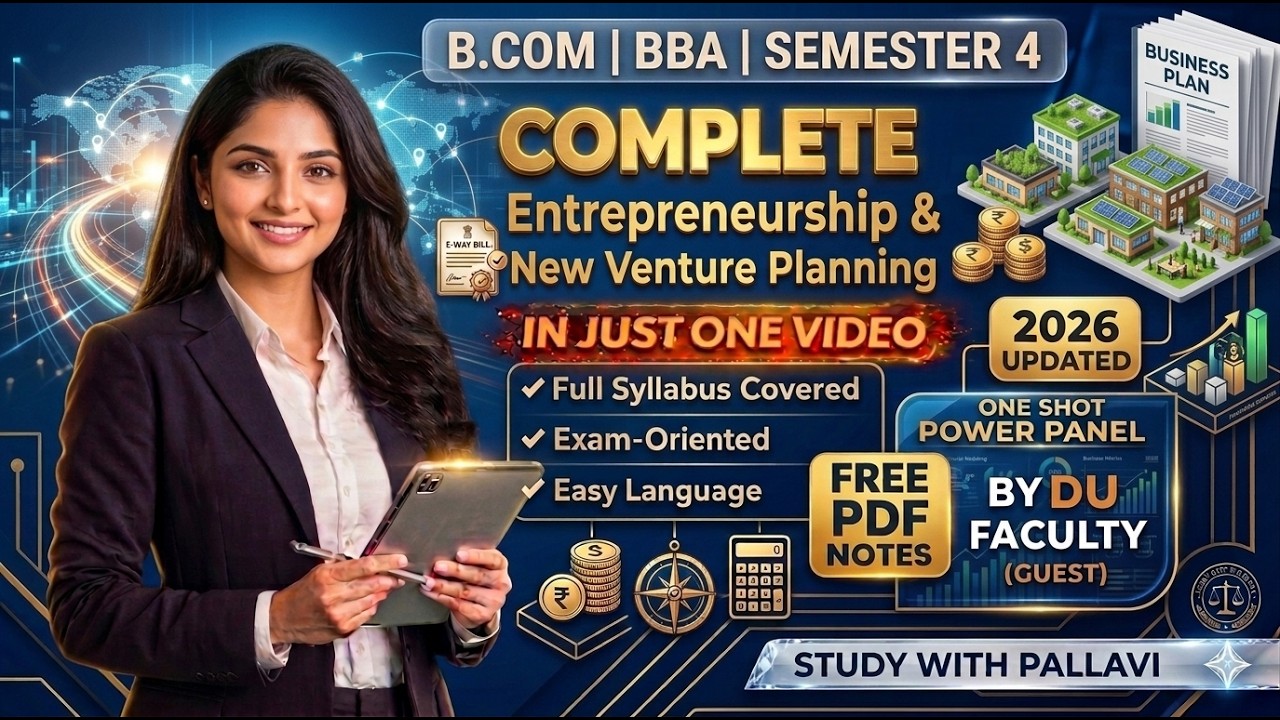 ENTREPRENEURSHIP & NEW VENTURE PLANNING | One-Shot Final Revision | Semester-4 BCOM | 2026| DU