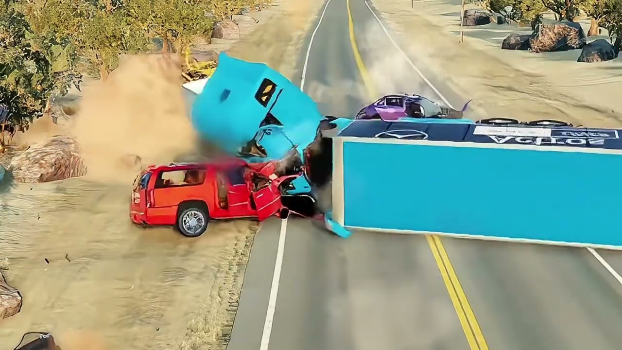 Realistic Highway Car Crashes #4
