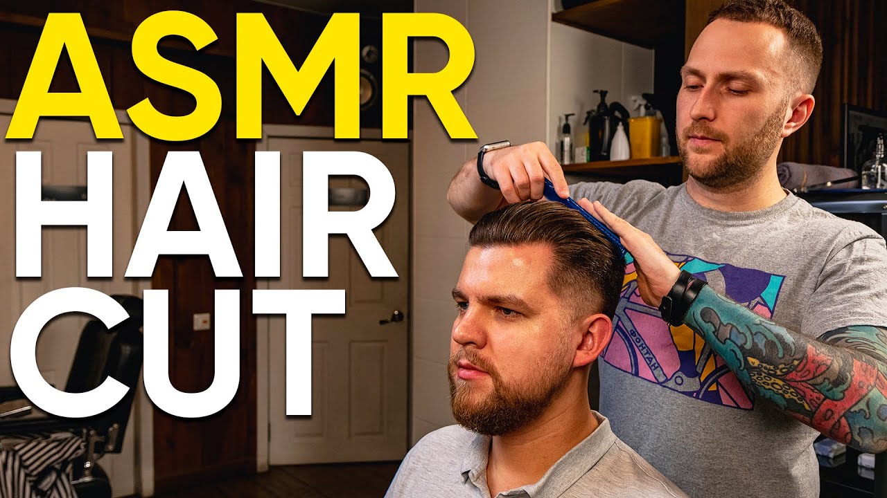 ASMR Slicked Back Haircut – Professional Taper Fade, Scissor Styling & Uppercut Matt Pomade (33 min)