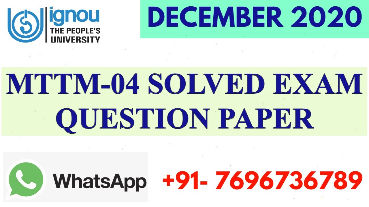 MTTM-04 PREVIOUS YEAR (DECEMBER 2020) SOLVED  EXAM PAPER II FULLY SOLVED