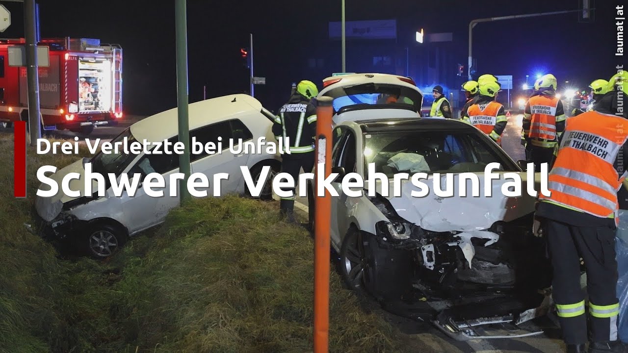 Drei Verletzte bei schwerem Kreuzungscrash auf Pyhrnpass Straße in Thalheim bei Wels
