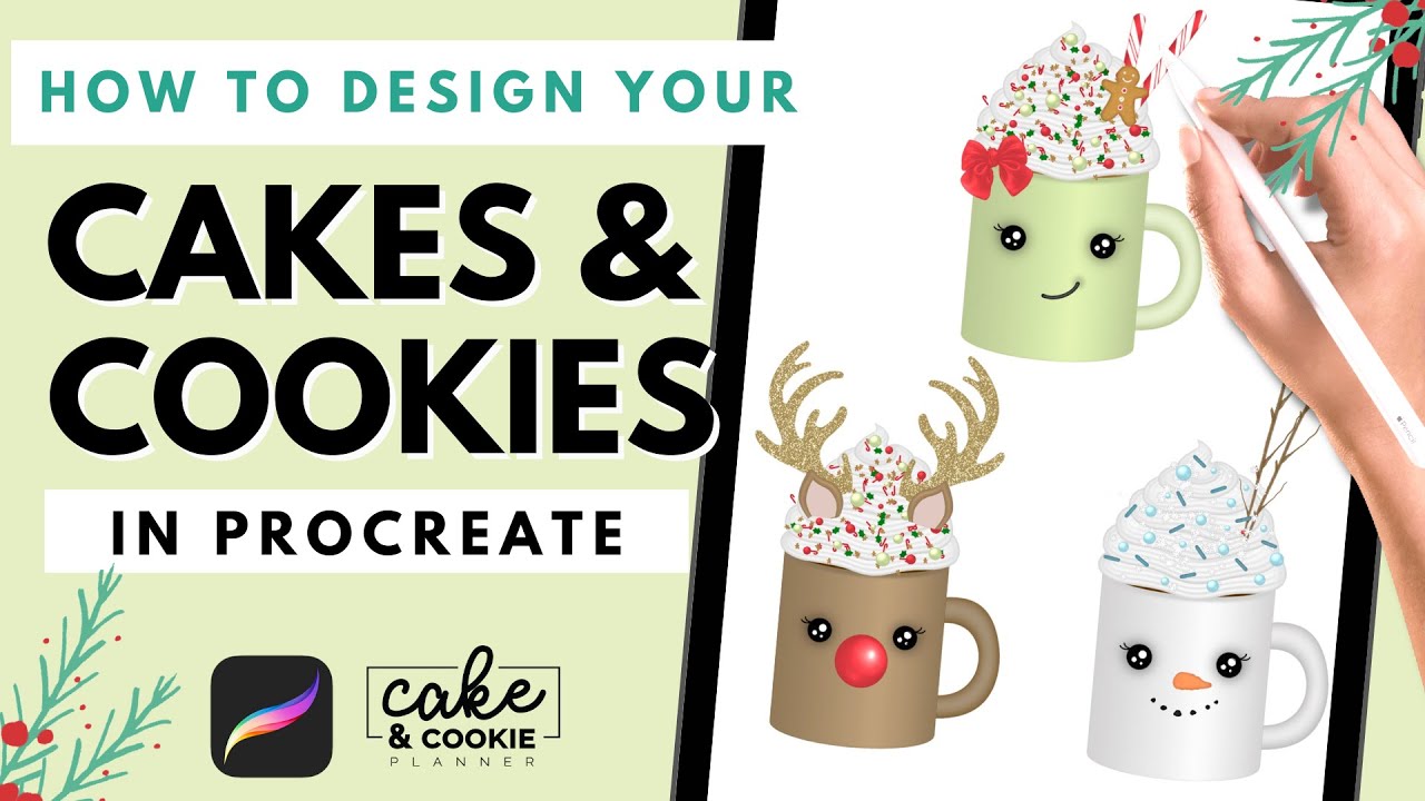 CAKE DESIGN WITH ME - Christmas Mug Cakes (or Cookies!) | Procreate & C&CP Brushes