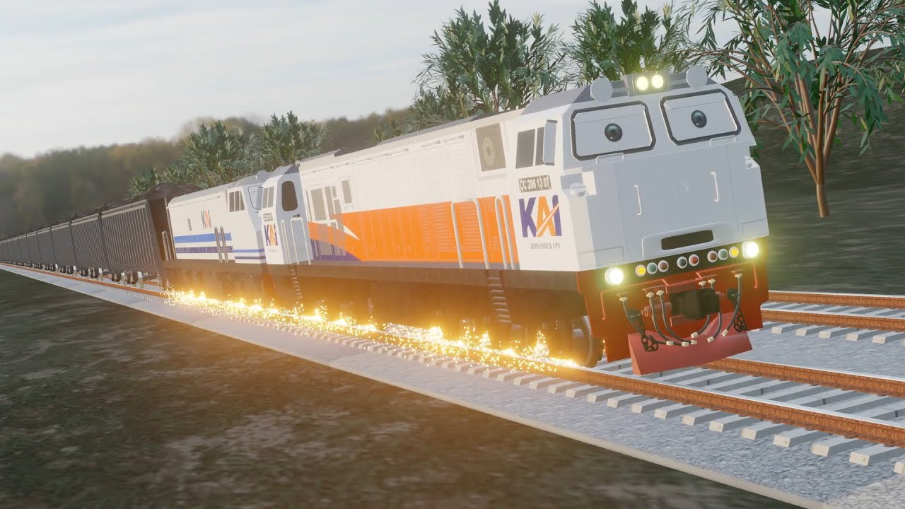 BEBAN BERAT (PART 5) Double Traksi CC 206 & CC 204 Tidak Kuat Menanjak Membawa Rangkaian BABARANJANG