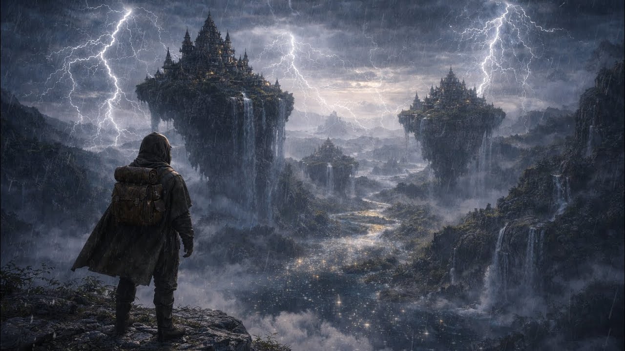 Storm Over the Floating Realms 🌩️ Epic Fantasy Piano & Thunder Ambience for Relaxation