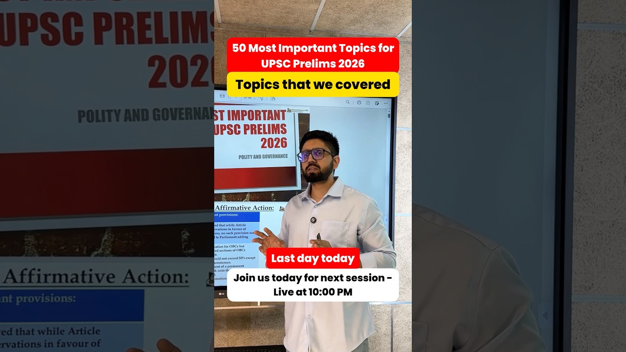 UPSC Polity and Governance | 50 Most Important Topics for UPSC Prelims 2026 | Last Day Live Revision