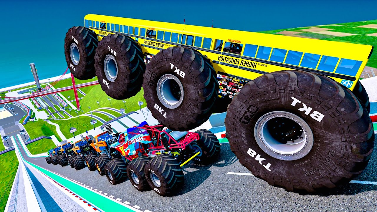 Aerial Insanity Monster Truck Car Jumps in BeamNG!