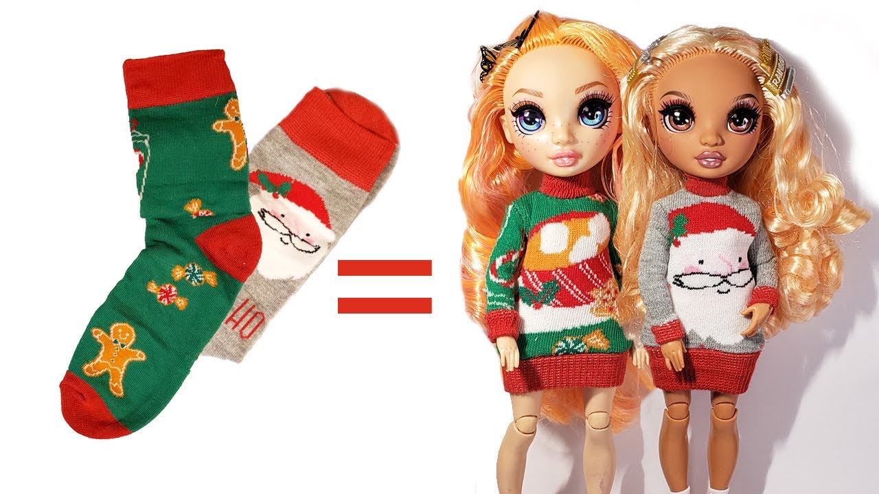DIY Doll Christmas Sweater for Rainbow High dolls! (Very easy!)