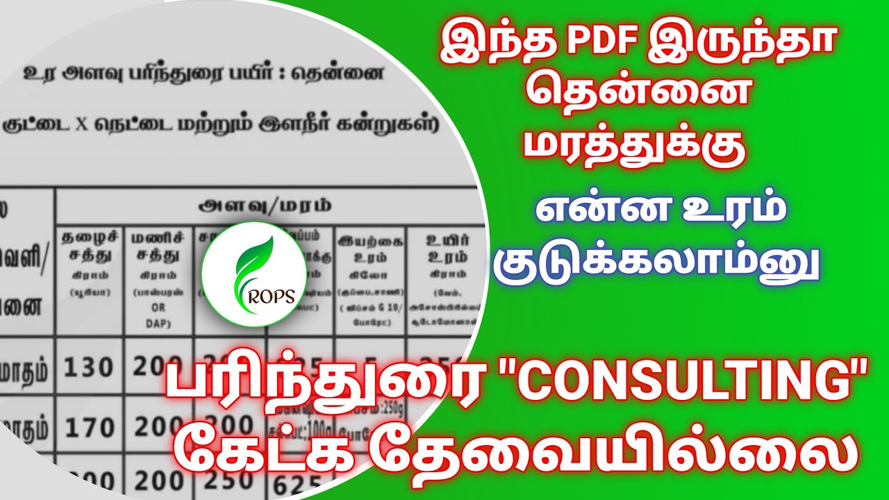 தென்னைக்கான உர அளவு பரிந்துரை | Fertilizer management of coconut tree | The Crops |