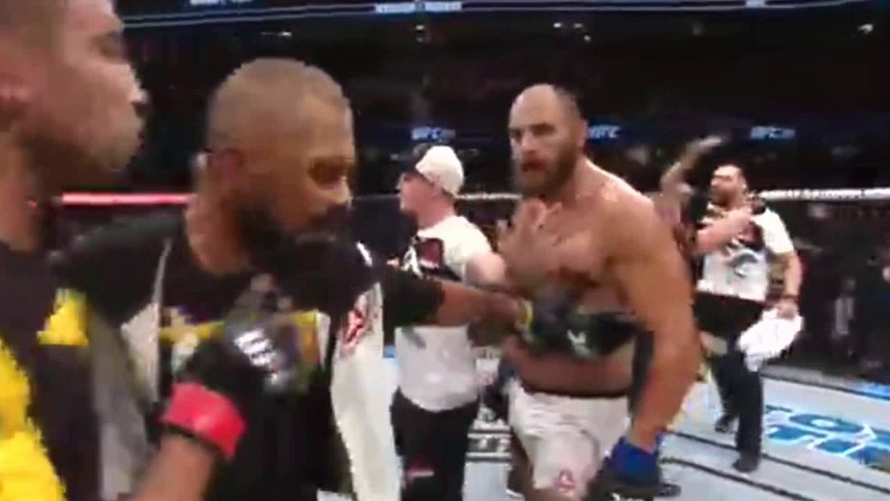 Fabricio Werdum Kicks Edmond Tarverdyan after defeating Travis Browne at UFC 203