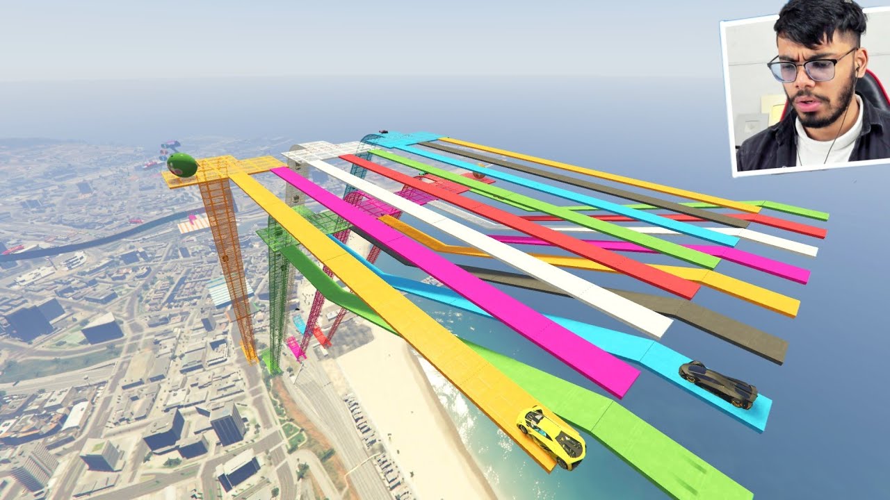 7 in 1 IMPOSSIBLE CAR Parkour + Face to Face + Mega Ramp Race in GTA 5!