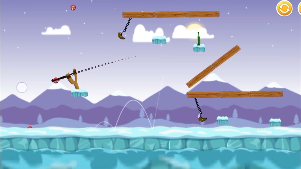 knockdown Bottles game || Level - 5  Snow world #bottleshootinggame #knockdownbottles