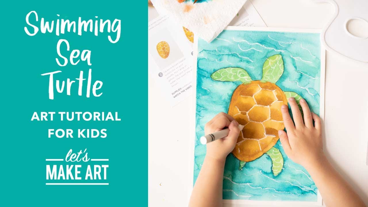 Swimming Sea Turtle 🐢 Easy Art Project for Kids by Nicole Miyuki of Let's Make Art (Arts and Crafts)