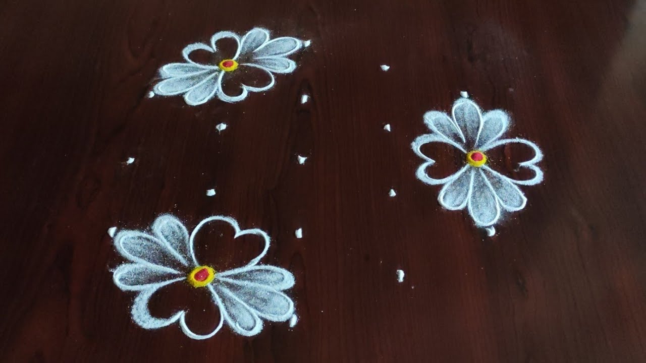 Easy daily kolam (5&times;3) dot's.... simple rangolis