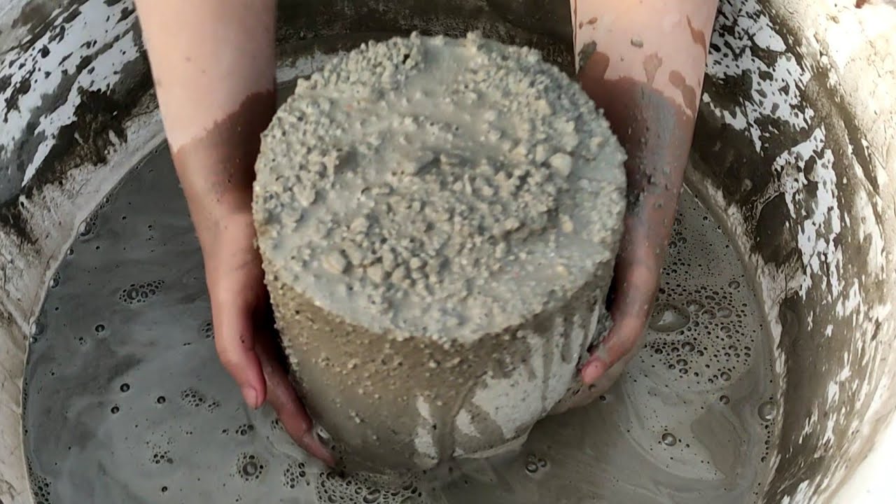 ASMR: || super soft dusty melting and creamy gritty pure cement huge buckets crumble in water || 🤤